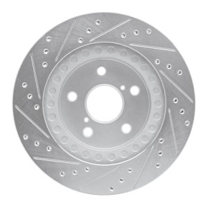Toyota RAV4 Brake Rotor (1) - Front Right - R1 Concepts - Drilled & Slotted - Silver - `96-`03